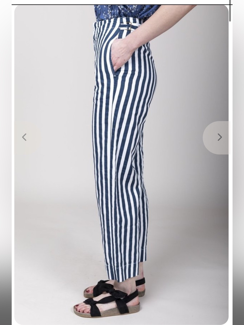 MOTHER The Cinch Greaser Navy White Vertical-Stripe Wide-Leg Pants Size 28 NWOT - Picture 3 of 8